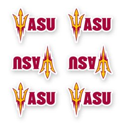 Arizona State Sun Devils Stickers Set of 6 pcs by 3 inches Car Truck Window Laptop Case Wall Outdoor Indoor