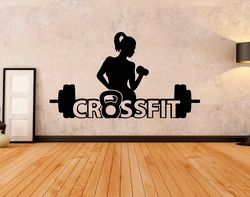 Crossfit Girl Workout Bodybuilder Gym Fitness Coach Sport Muscles Wall Sticker Vinyl Decal Mural Art Decor