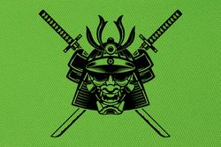 Samurai Mask Crossed Swords, Samurai Warrior, Japanese Martial Art, Wall Sticker Vinyl Decal Mural Art Decor