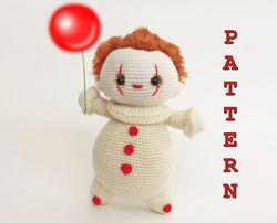 Baby clown PDF crochet pattern, amigurumi crochet pattern clown