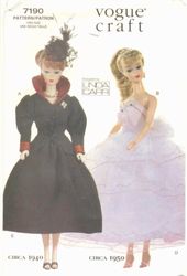 PDF Copy of the Original Vintage Vogue 7190 Clothing Patterns 1940-1950 for Barbie Dolls and Fashion Dolls size 11 1/2