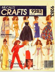 PDF Copy of the Original Vintage MC Calls 9283  Clothing Patterns for Barbie Dolls and Fashion Dolls size 11 1/2