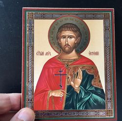 The Holy Martyr Eugene of Trapezund | Inspirational Icon Decor| Size: 5 1/4"x4 1/2"