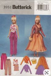 PDF Copy of Vintage Butterick 3931 Clothing Patterns for Barbie Dolls and Fashions Dolls size 11 1/2 inches