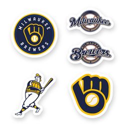 Milwaukee Brewers Stickers Set of 5 by 3 inches MLB Team Car Truck Window Logo Mascot Emblem Case Laptop Wall Outdoor