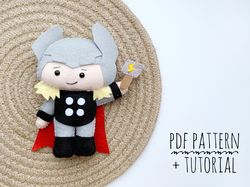 Thor doll PDF pattern Thor tutorial sewing pattern Superhero baby boy nursery Comics characters pattern Christmas Thor