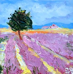 Tuscany Oil Painting Impasto Original Art Landscape Painting Italy Wall Art Tuscan Small Artwork 6 by 6