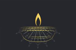 Golden Diwali candle line art