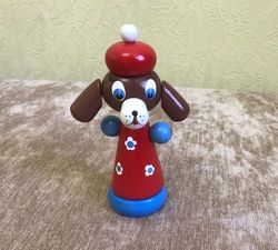 BARBOS dog vintage new Soviet wooden kids toy doll 1988 made