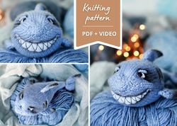 Shark knitting pattern, Shark toy, Toy pattern pdf / PHOTO & VIDEO Tutorial / knitted animals, amigurumi pattern