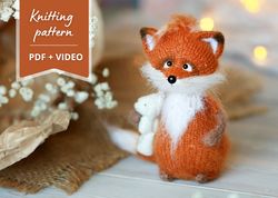 Fox knitting pattern, amigurumi fox, plush fox pattern, toy pattern pdf, PHOTO & VIDEO Tutorial, knitted animals