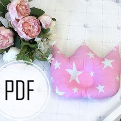 Pillow crown pdf, Baby pillow pattern, Baby pillow pdf, Baby pillow diy, New baby gift, Newborn pillow, Birth pillow