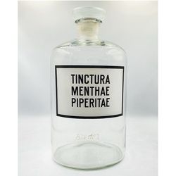 Vintage pharmacy glass bottle TINCTURA MENTHAE PIPERITAE chemical glass