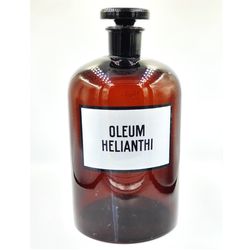 Vintage pharmacy glass bottle OLEUM HELIANTHI chemical glass