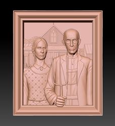 3D Model STL file Painting American Gothic Fan art for CNC Router
