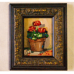 Geranium Flower Pot ,Red Geranium ,Oil Painting.Pelargonium Geranium Original Oil Painting Landscape Oil