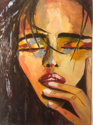 picture  oil on canvas woman portrait abstraction