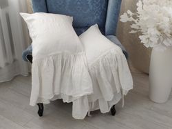 Standard size pillowcase, linen pillowcases with frills and ties,pillowcase with ruffles,standard size pillowcase