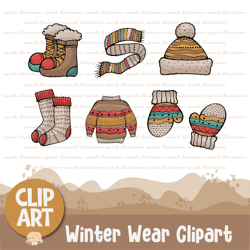 Winter Wear Clipart for Christmas Season Decoration, Stickers, Printable, Sublimation and more