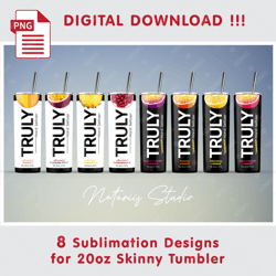 8 Inspired Truly Templates - Seamless Sublimation Patterns - 20oz SKINNY TUMBLER - Full Tumbler Wrap