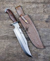 15 Inch Combat Bowie, Handmade Carbon Steel Bowie Knife, High Carbon Steel Hunting Knife, Fixed Knife,With Sheath
