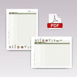 Printable Plant watering schedule template pdf, House plant watering chart Pdf, Indoor plant watering tracker printable