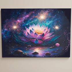 Space Lotus Wall Art Space Flower Wall Canvas Space Print Space Poster Space Art Space Poster Floral Home Decor