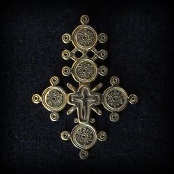Handmade brass cross necklace pendant,Vintage Brass Cross charm,traditional ukraine jewelry,ukraine cross necklace charm