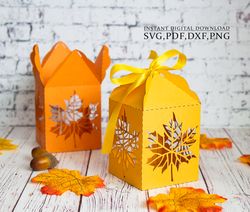Maple leaf box template, Fall wedding box svg, Gift box template, thanksgiving candy box, Cricut, laser cutting