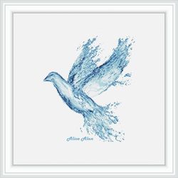 Cross stitch pattern Bird silhouette water abstract ecology monochrome blue counted crossstitch patterns Download PDF