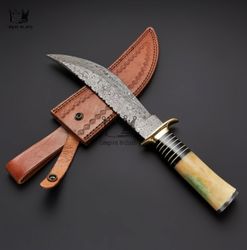 Empire Handmade Damascus Steel 15 Inches Hunting Knife, Boning Knife, Bread Knife, Paring Knife With Sheath, Best Gift