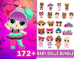 172 file Baby dolls bundle SVG , Mega lol dolls bundle svg eps dxf png , for Cricut, digital, file cut, Instant Download
