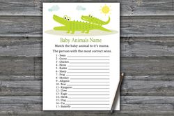 Alligator Baby animals name game card,Jungle Baby shower games printable,Fun Baby Shower Activity,Instant Download-373