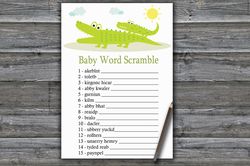 Alligator Baby word scramble game card,Jungle Baby shower games printable,Fun Baby Shower Activity,Instant Download-373