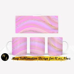 Undulating Mug sublimation,Pastel pink Mug design,Mug Wrap design for 15 oz