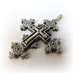 Traditional ukrainian brass cross necklace pendant,Rustic Brass Cross pendant,ukrainian brass cross jewelry charm,gutzul