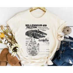 Star Wars Millennium Falcon Detailed Drawing Shirt/ Star Wars Day 2023 T-shirt / May the 4th / Galaxy's Edge / Walt Disn