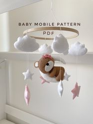 Bear ornament Bear moon PDF Pattern pdf sewing pattern woodland animals Digital Downloads plush pattern baby mobile patt