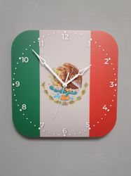 Mexican flag clock for wall, Mexican wall decor, Mexican gifts (Mexico)