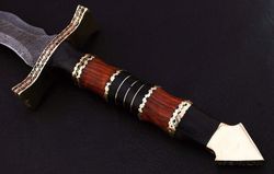 Custom Handmade Damascus Steel Kris Blade Sword DAMASCUS STEEL HUNTING SWORDS WITH LEATHER SHEATH MK1099CC