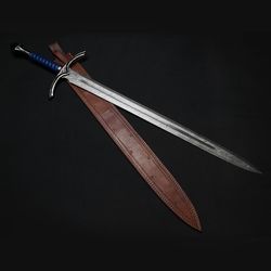 custom hunting swords damascus steel dagger handmade swords with leather sheath hand forged swords mk4009m