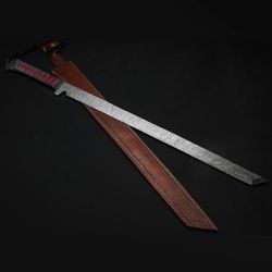 custom hunting swords damascus steel dagger handmade swords with leather sheath hand forged swords mk4013m