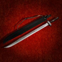 custom hunting swords damascus steel dagger handmade swords with leather sheath hand forged swords mk5075m