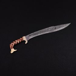 Personalized Damascus Machete Sword || Handmade Sword || Hand Forged Sword || Free Leather Sheath || Gifts for Men