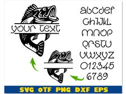 Bass Fish Monogram & Fish Hook font  | Bass Fish svg, Fish Hook Fishing Font svg, Fish hooks letters Cricut