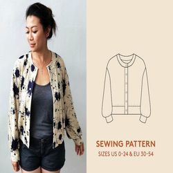Cardigan sewing pattern for women. Jacket sewing pattern, Balloon cardigan, pdf digital download