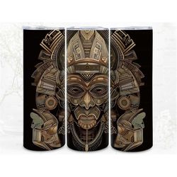Stunning Tribal Mask Digital Art, Sublimation, 300dpi Straight Skinny 20 oz Tumbler Wrap, Fabrics, Wall Canvas, POD, Ins