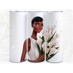 Floral Beautiful Lady Digital Art, Sublimation, 300dpi Straight Skinny 20 oz Tumbler Wrap, Fabrics, Wall Canvas, POD, In