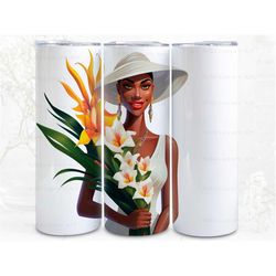 Bouquet and Elegant Lady Digital Art, Sublimation, 300dpi Straight Skinny 20 oz Tumbler Wrap, Fabrics, Wall Canvas, POD,