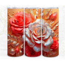 3D Tumbler Wrap Sublimation, Floral Fantasy Digital File, PNG 300 Dpi, 3D Looking Art Instant Download Commercial Use
